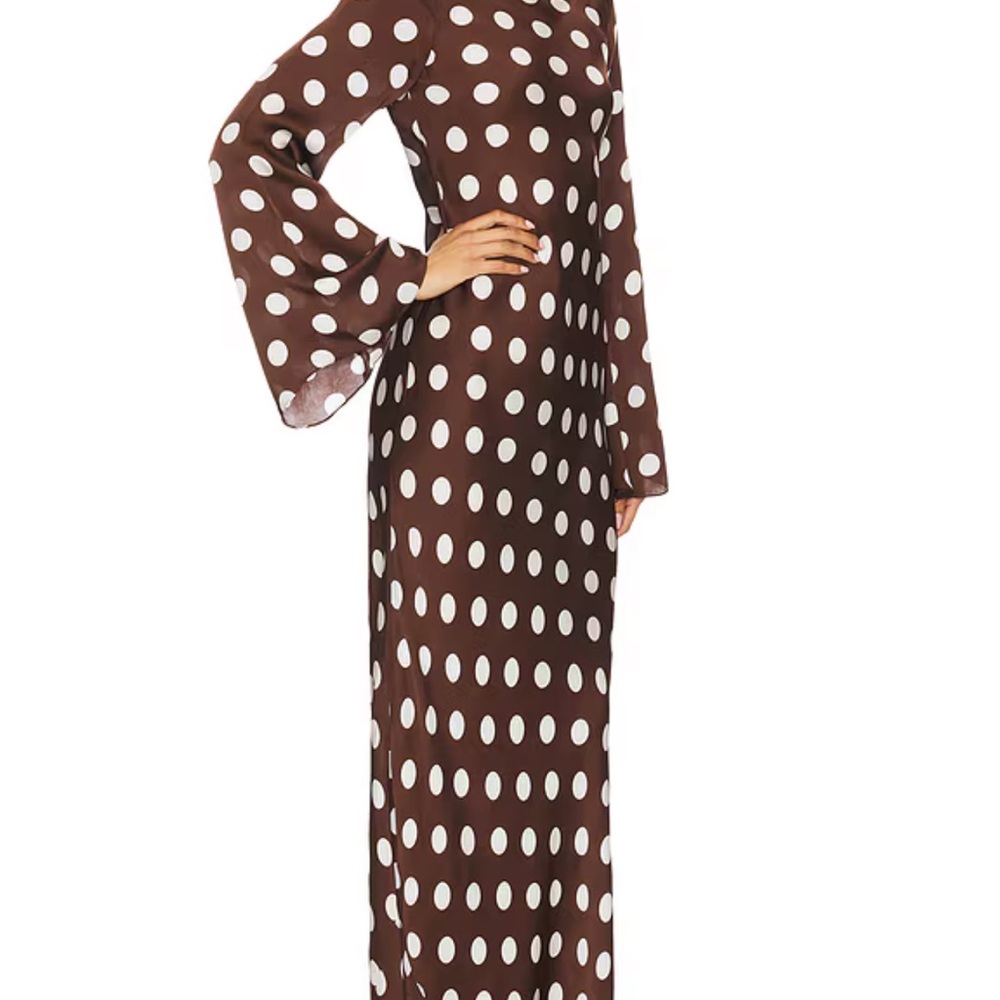 HEMANT & NANDITA Brown and White Polka Dot Dress size Small - Picture 5 of 16